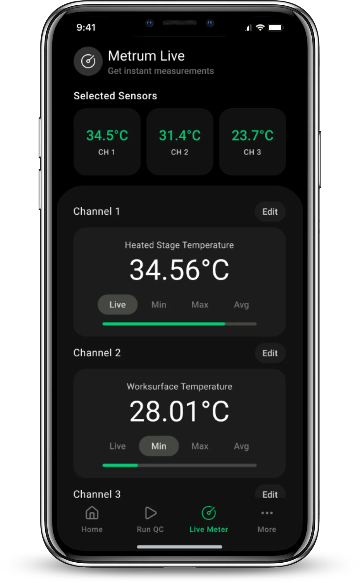 Metrum Live App Mockup
