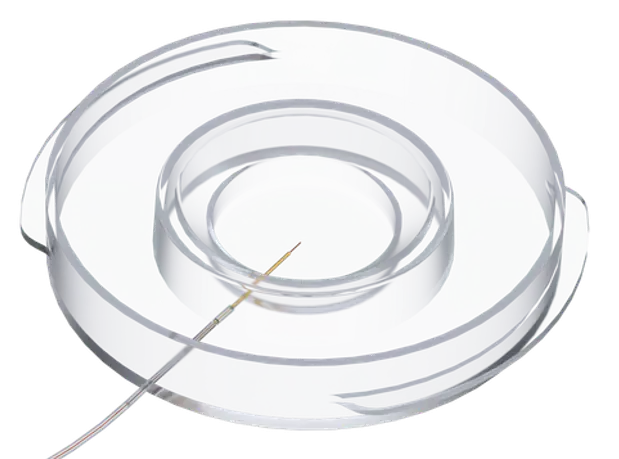 Petri dish with integrated thin needle sensor